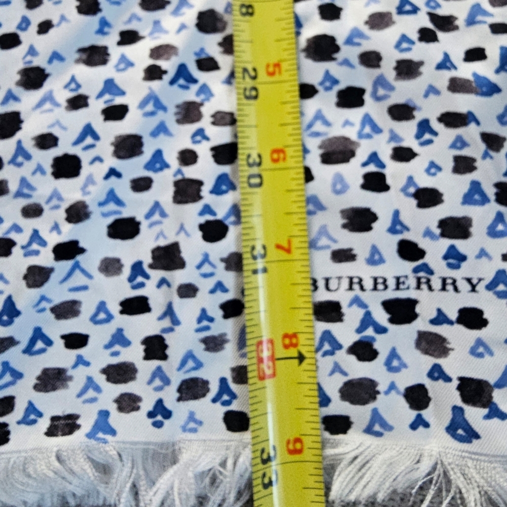 Burberry Blue Black & White Modal & Cashmere Lightweight Scarf - Picture 6 of 12